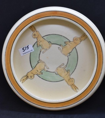 Pair of Roseville Juvenile Baby Plates: Standing Rabbits - 2