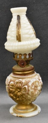 (3) Milk glass miniature oil lamps - 5