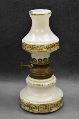 (3) Milk glass miniature oil lamps - 10