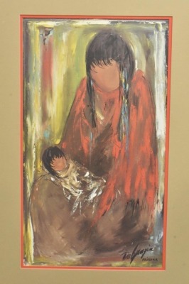 Framed Ted DeGrazia "Patience" art print, framed size 20" x 30" - 2