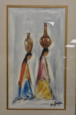 Framed Ted DeGrazia "Water Maidens" art print - 2