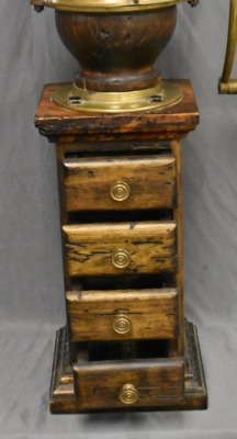 Made in Italy brass and wood 20" tall coffee grinder - 3