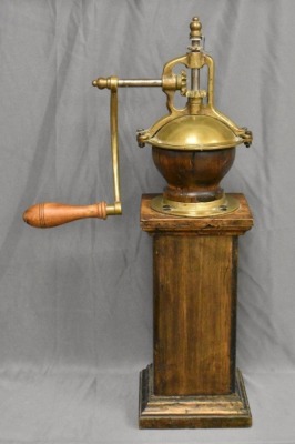 Made in Italy brass and wood 20" tall coffee grinder - 5