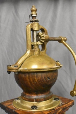 Made in Italy brass and wood 20" tall coffee grinder - 7