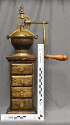 Made in Italy brass and wood 20" tall coffee grinder - 8