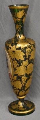 Moser Art Glass 17" portrait vase, heavy gold autumn leaves - 3