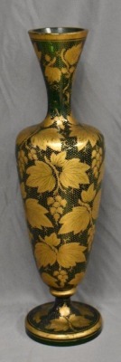 Moser Art Glass 17" portrait vase, heavy gold autumn leaves - 4