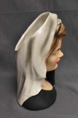 1964 Jackie Kennedy in mourning lady head vase, 6" tall - 4