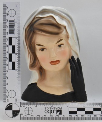 1964 Jackie Kennedy in mourning lady head vase, 6" tall - 6