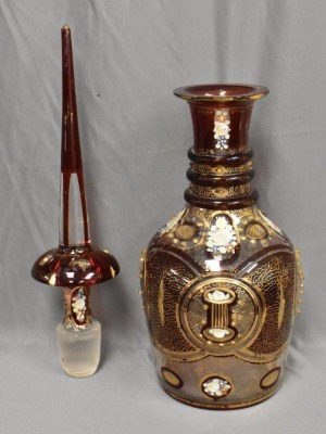 Bohemian Glass-style large decanter, 23"t - 6