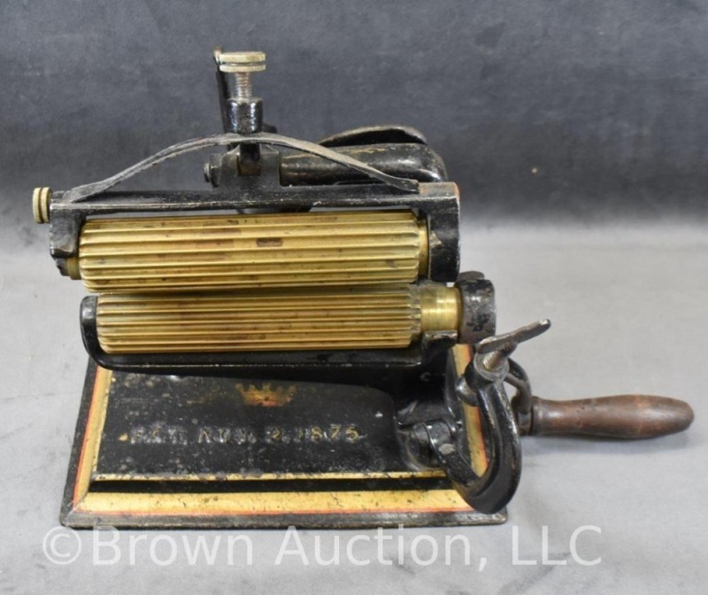 Cast Iron seamstress tool - "Crown" fluting iron, Pat. 1875