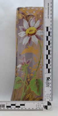 Moser Art Glass 11" vase decorated w/ flowers on lt. purple background - 7