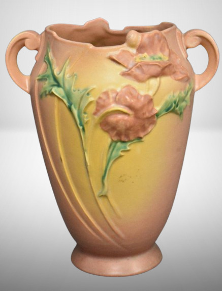 Roseville Poppy 875-10" vase, pink