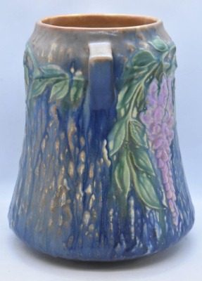 Roseville Wisteria 633-8" vase, blue - 3