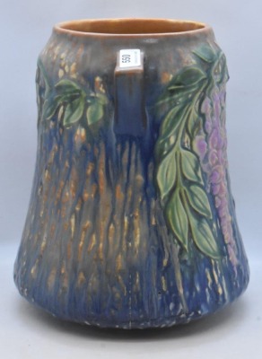 Roseville Wisteria 633-8" vase, blue - 4