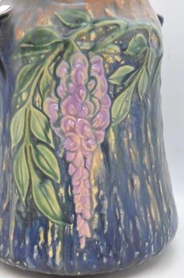 Roseville Wisteria 633-8" vase, blue - 5