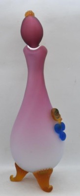 (2) Murano pink cased glass 9.5" ftd. cruets w/ applied berries and leaves - 5