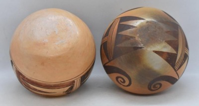 (3) Native American polychrome pcs: (2) 3"h bowls; (1) 4"h cup - 6