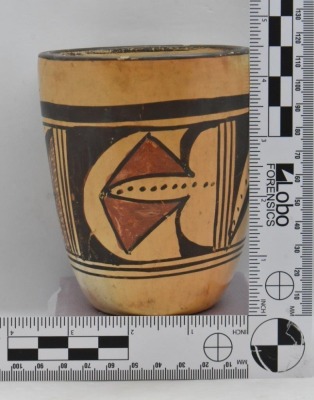 (3) Native American polychrome pcs: (2) 3"h bowls; (1) 4"h cup - 17