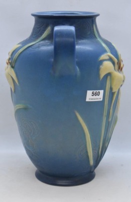 Roseville Zephyr Lily 134-8" vase, blue - 3