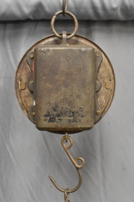 General store hanging scale w/ pan by Landers, Frary and Clark - 4