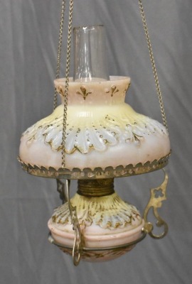 Victoria hanging miniature night oil lamp, embossed decorations - 4