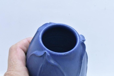 Ephraim Faience pottery 3.5" vase, blue - 5