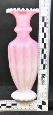 Victorian Mother-of-Pearl pink satin 8" vase - 3