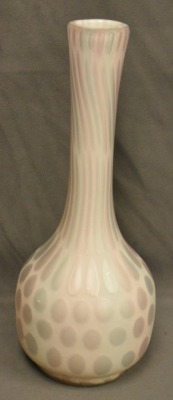 White Satin glass Mother-of-Pearl 9.5" stick neck vase - 2