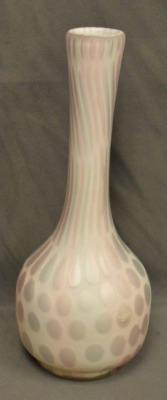 White Satin glass Mother-of-Pearl 9.5" stick neck vase - 3