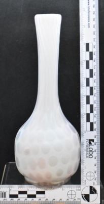 White Satin glass Mother-of-Pearl 9.5" stick neck vase - 4