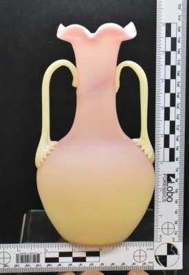 Mt. Washington Burmese 8" dbl. handled vase - 3