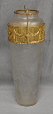 Victorian opalescent glass 12" vase w/ gilt metal mount - 5