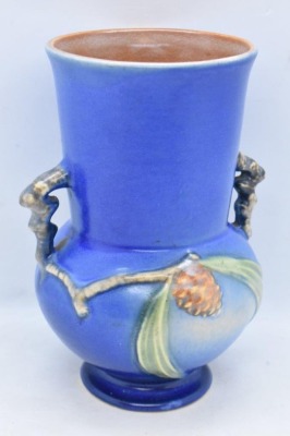 Roseville Pine Cone 839-6" vase, blue - 3