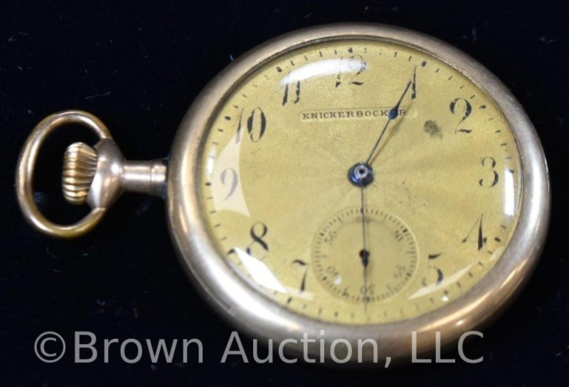 Knickerbocker open face gold pocket watch - non-working condition
