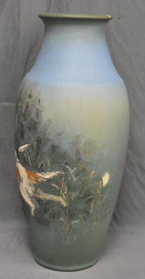 Weller Dickensware 16.5" vase, hunting dogs scene - 6