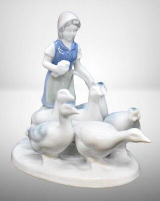 Gerold Porzellan Bavaria figurine of girl and geese, #4902