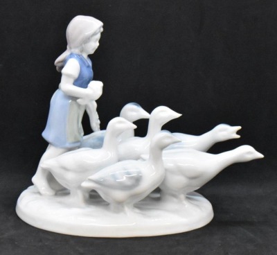 Gerold Porzellan Bavaria figurine of girl and geese, #4902 - 2