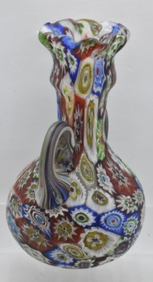 Murano Millefiori Art Glass 5.5"h dbl. handled vase - 4