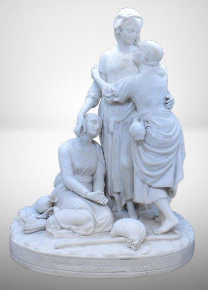 Parian "Naomi and her Daughter in Laws figural grouping, 13" tall