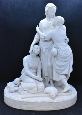 Parian "Naomi and her Daughter in Laws figural grouping, 13" tall - 2