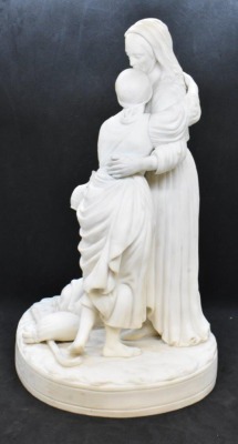 Parian "Naomi and her Daughter in Laws figural grouping, 13" tall - 4