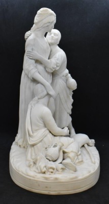 Parian "Naomi and her Daughter in Laws figural grouping, 13" tall - 7