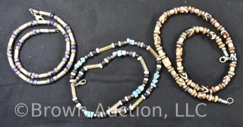 (3) Native American trade bead-style necklaces