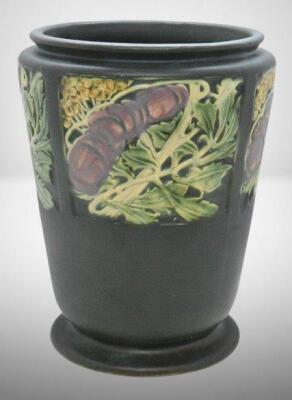 Roseville Rosecraft Panel 291-8" vase, dark green