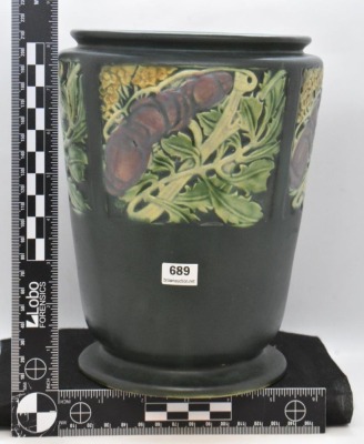 Roseville Rosecraft Panel 291-8" vase, dark green - 4