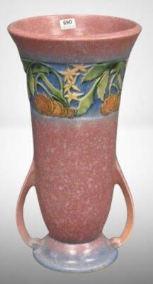 Roseville Baneda 593-8" vase, pink