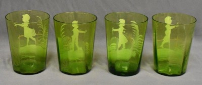 Mary Gregory 5 pc. water set, green - 11