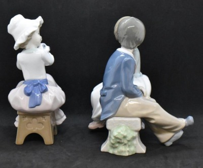 (2) Nao by Lladro figurines: "First Love" and "A Big Hug" - 2