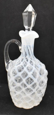 Northwood/ Hobbs Brockunier white opal. ribbed 7.5" cruet in Lattice pattern - 4